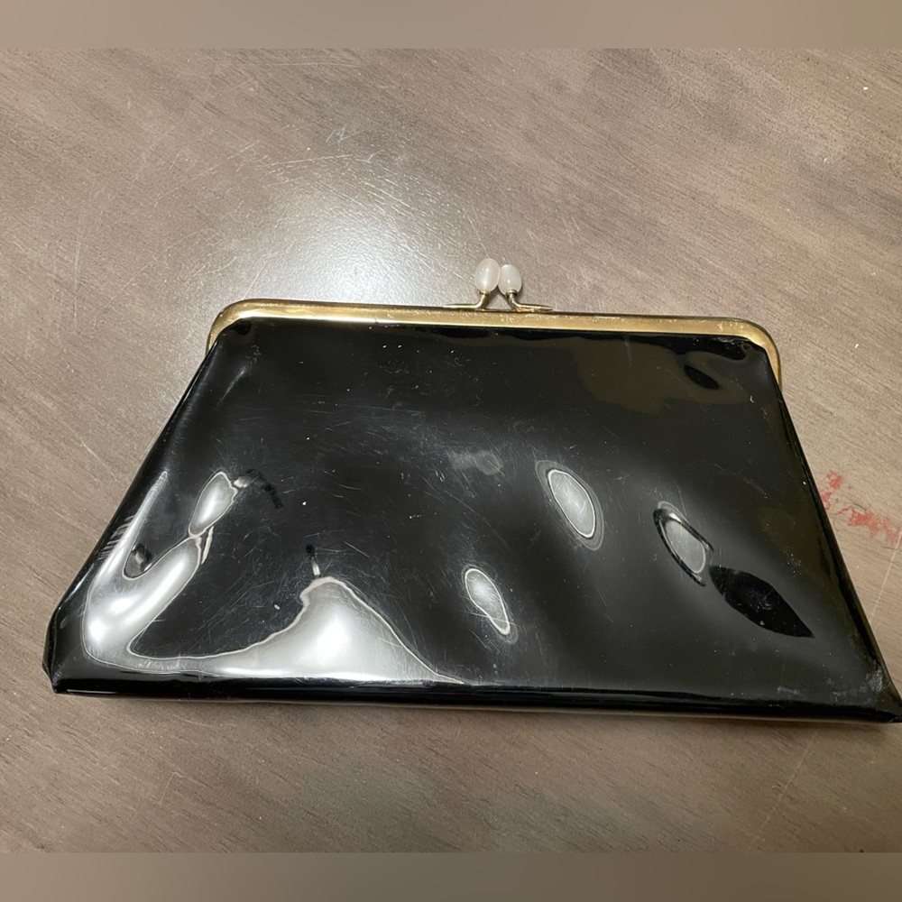 Vintage patent leather clutch
